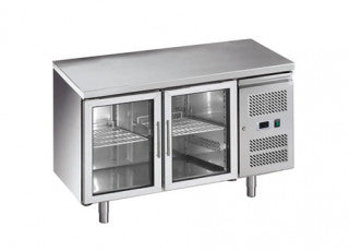 MESA DE TRABAJO REFRIGERADA CON 2 PUERTAS DE CRISTAL CHILLGLASS282