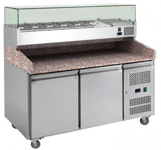 MESA REFRIGERADA PARA PREPARACIÓN DE PIZZA 2 PUERTAS PIZZC390